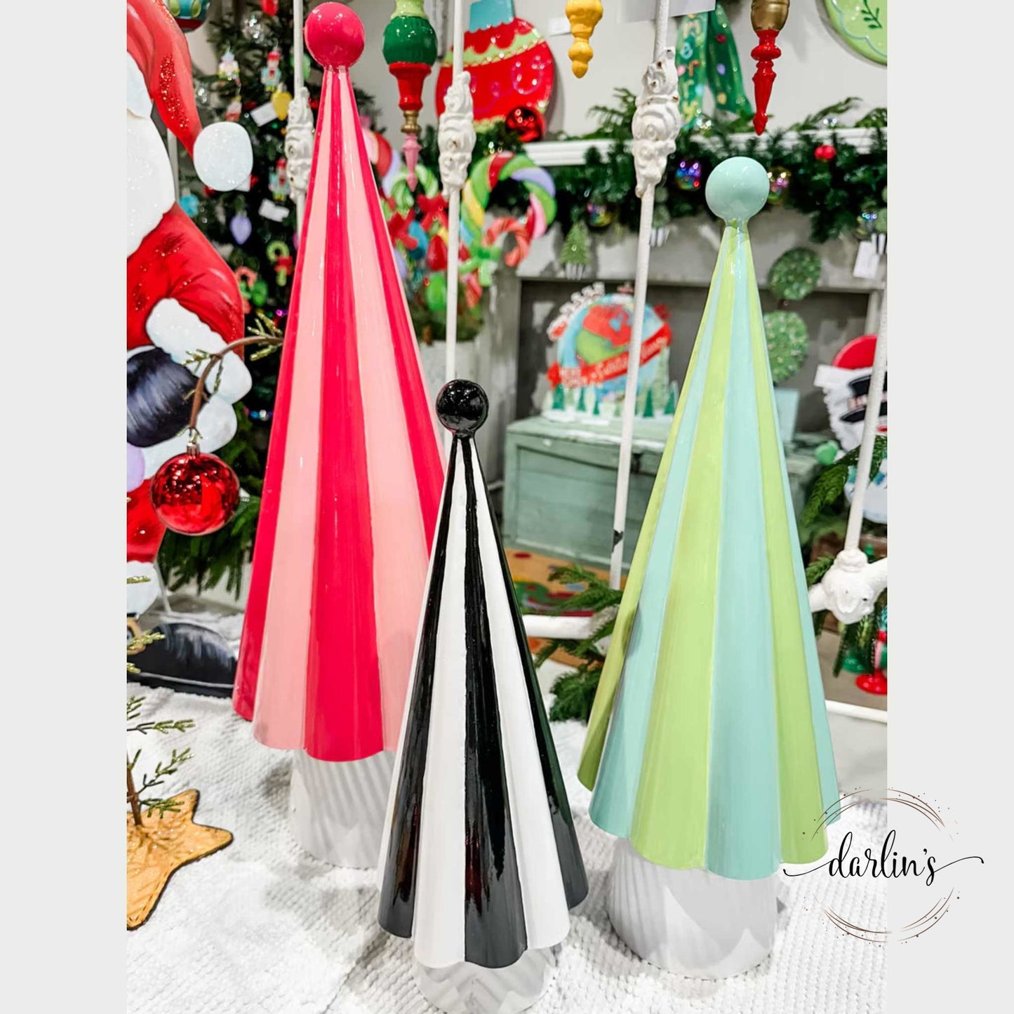 Pink And Green Standing Tree Finials Set of 2