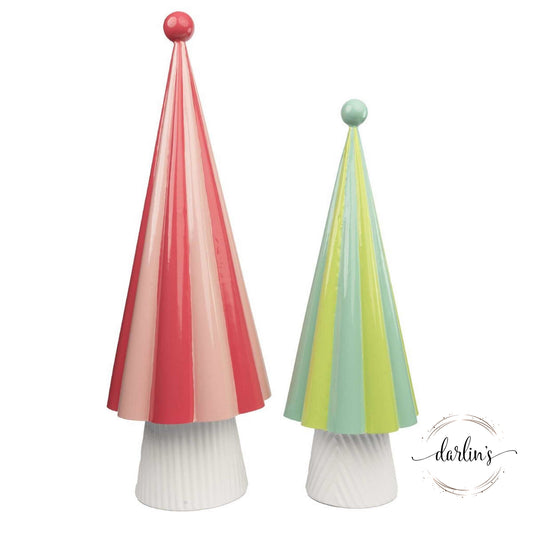 Pink And Green Standing Tree Finials Set of 2