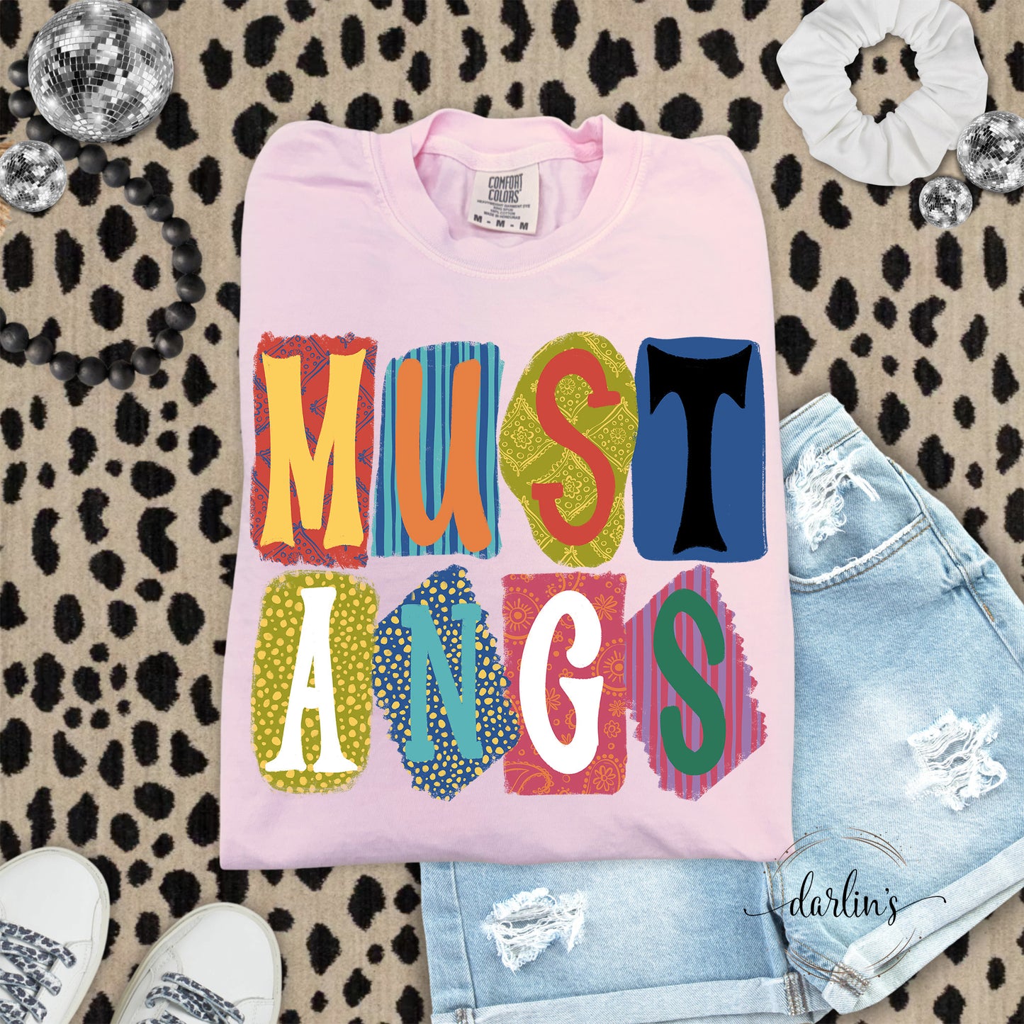 Background Words Mustangs Shirt