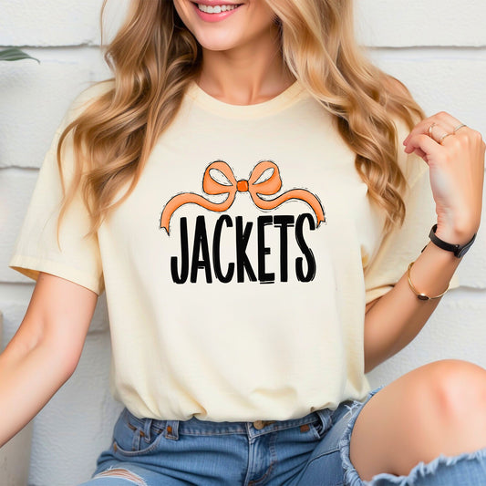 Jackets With Orange Bow And Black Lettering Shirt
