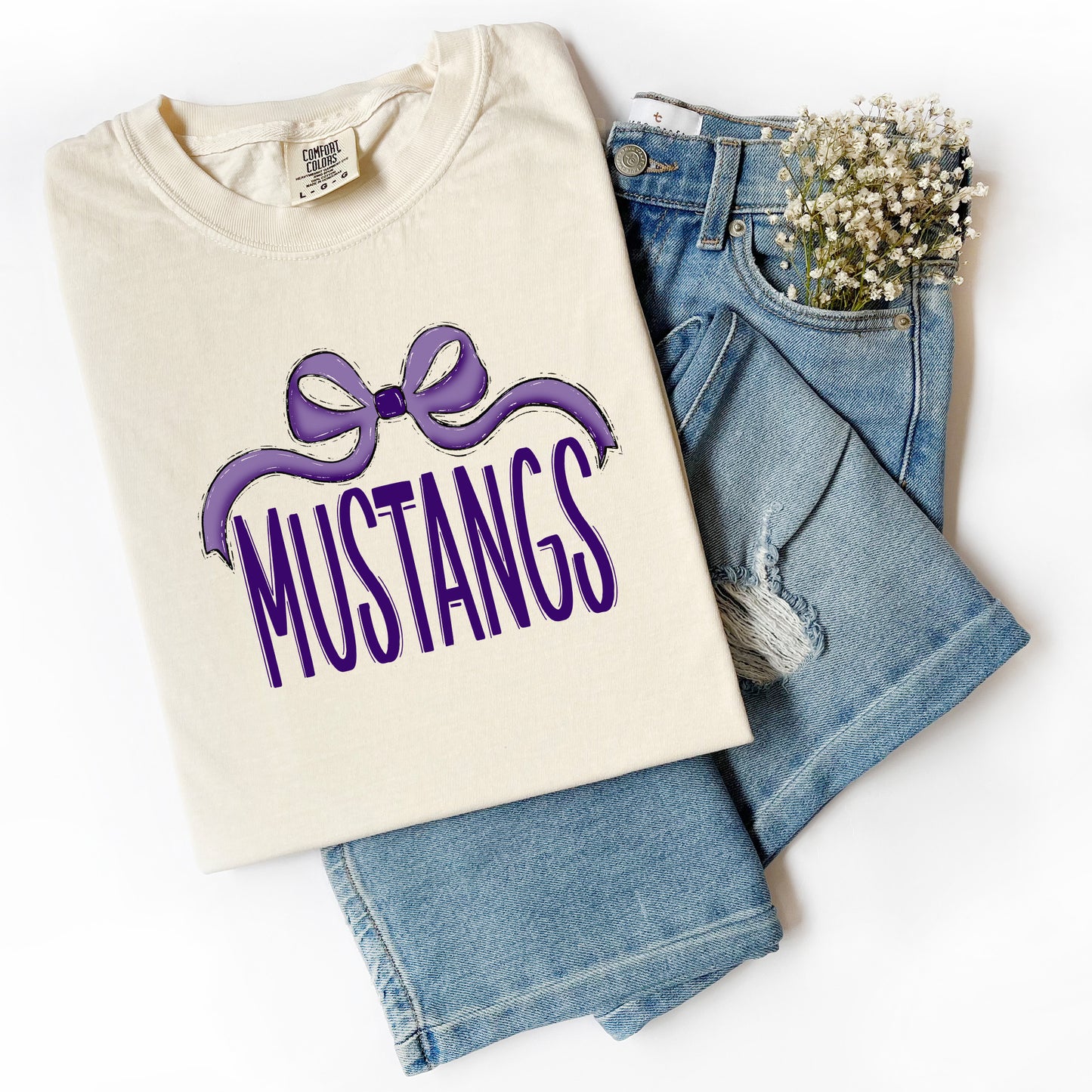 Mustangs - Bow Purple Shirt