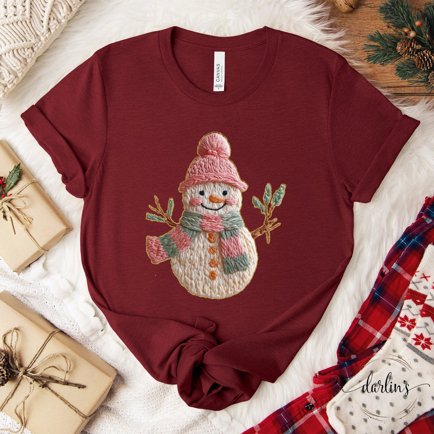 French Knot Snowman Shirt