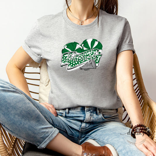 Cheer Banner Mascots - Mums The Word - Bulldogs - Kelly Green Silver Shirt
