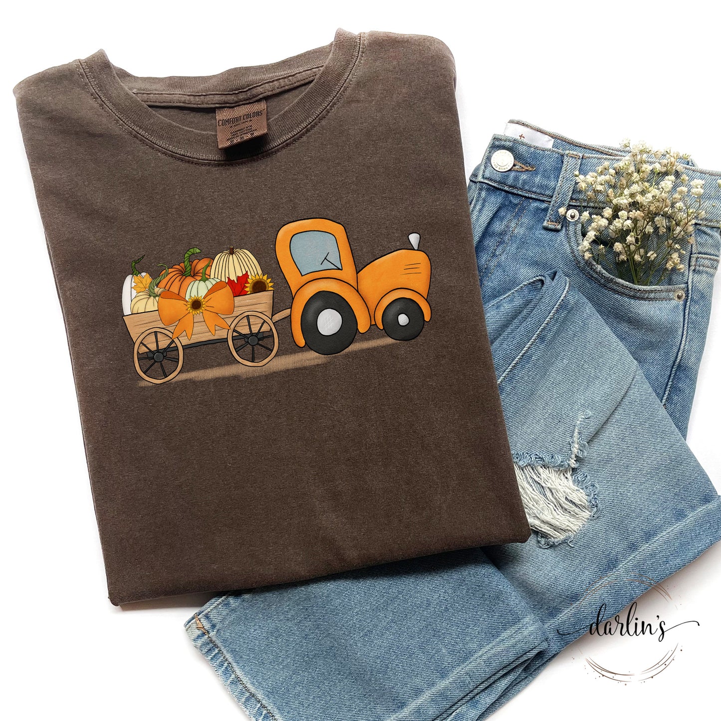 Fall Tractor With Bow Shirt