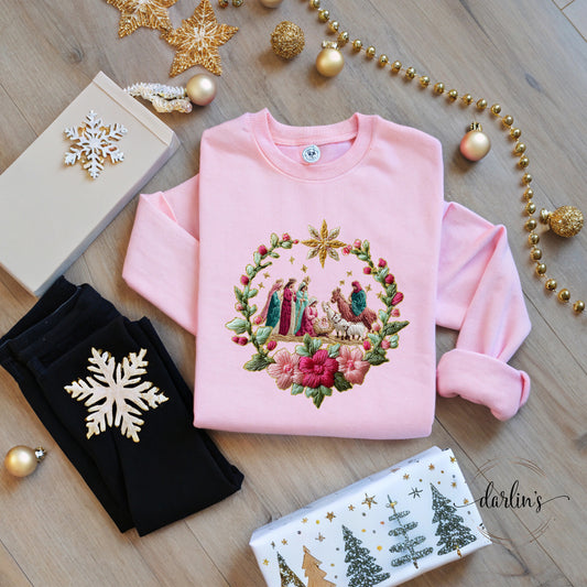 French Knot Nativity Shirt