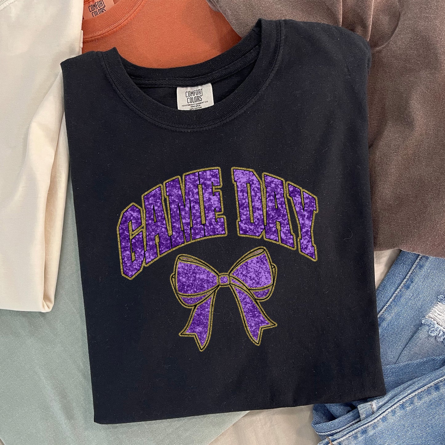 Game Day Purple Gold Collegiate Glitter Mascots