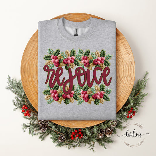 French Knot Holly Border Rejoice Shirt