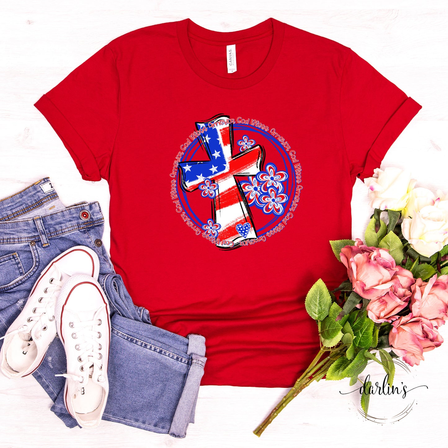 God Bless America Cross