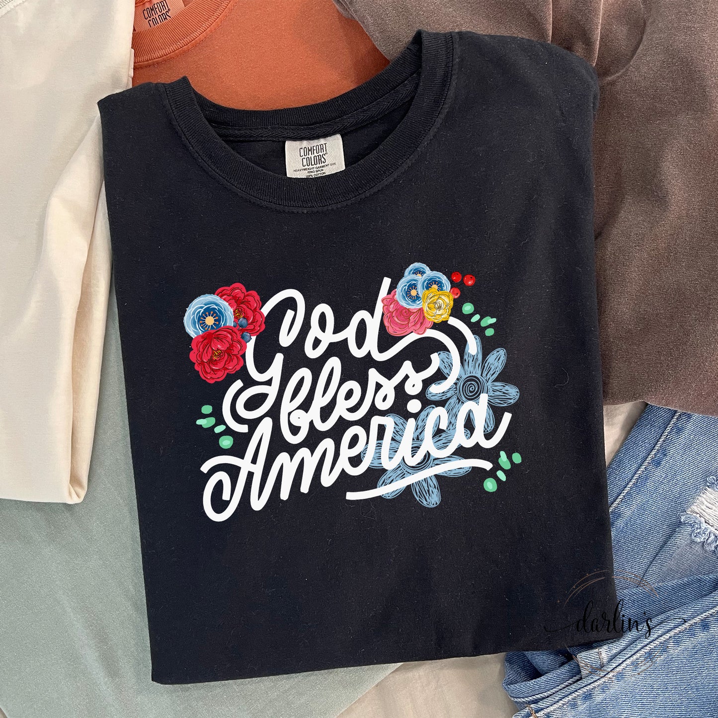 God Bless America White Lettering