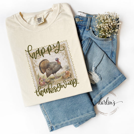 Happy Thanksgiving Postage Stamp Shirt