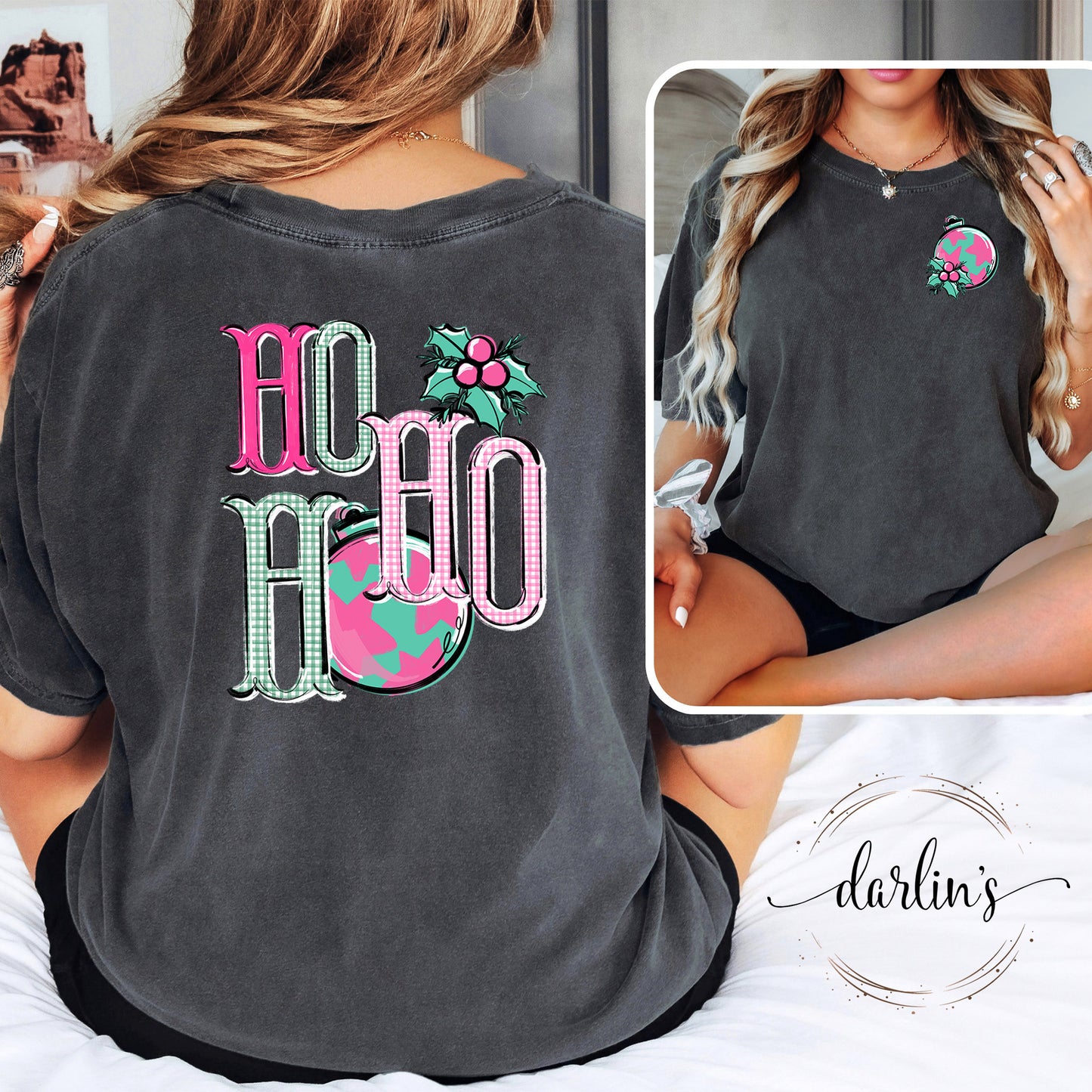 Ho Ho Ho Debutante Shirt - Front Pocket And Back Designs