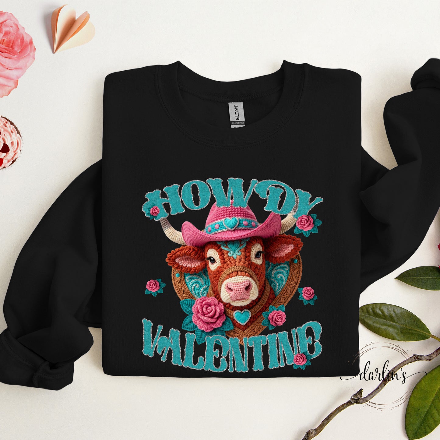 Howdy Valentine Crochet Cow Shirt