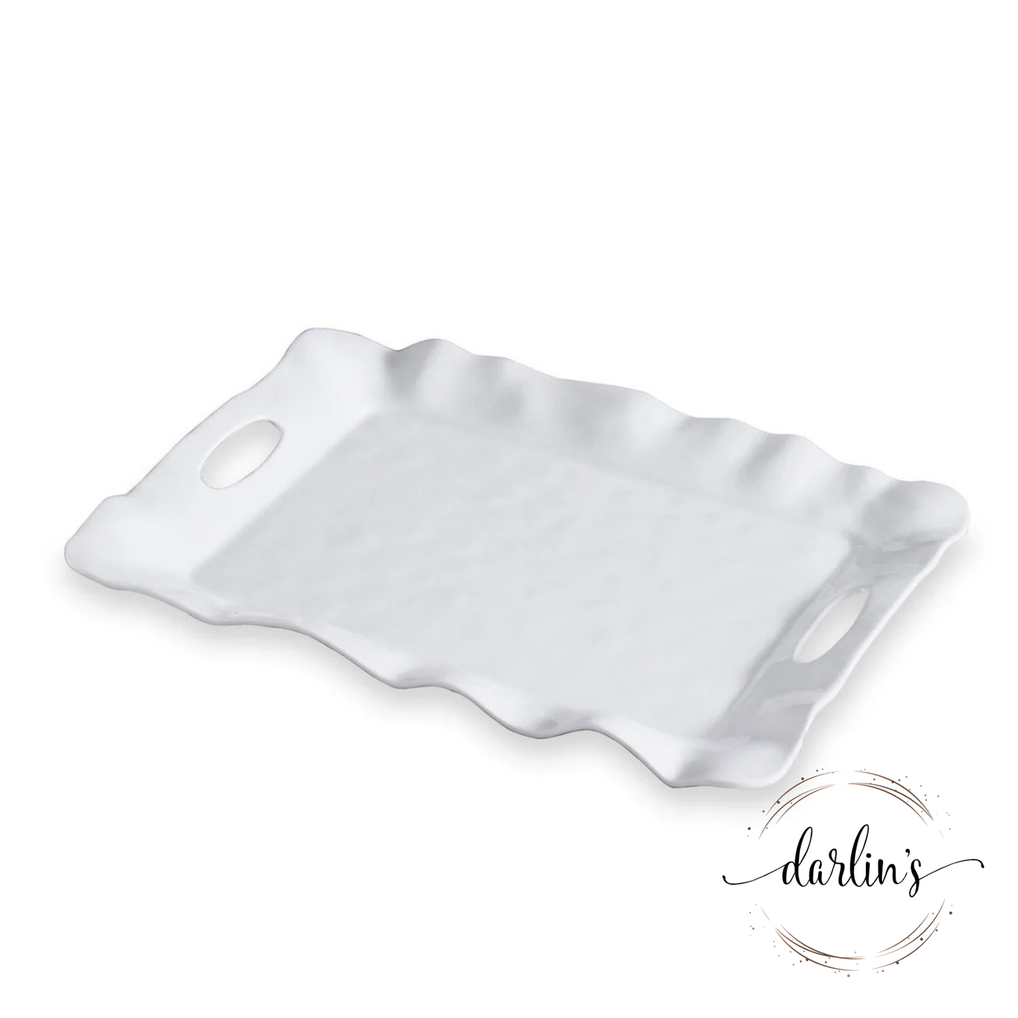 Rectangular Tray With Handles - Havana - Monogram Initial