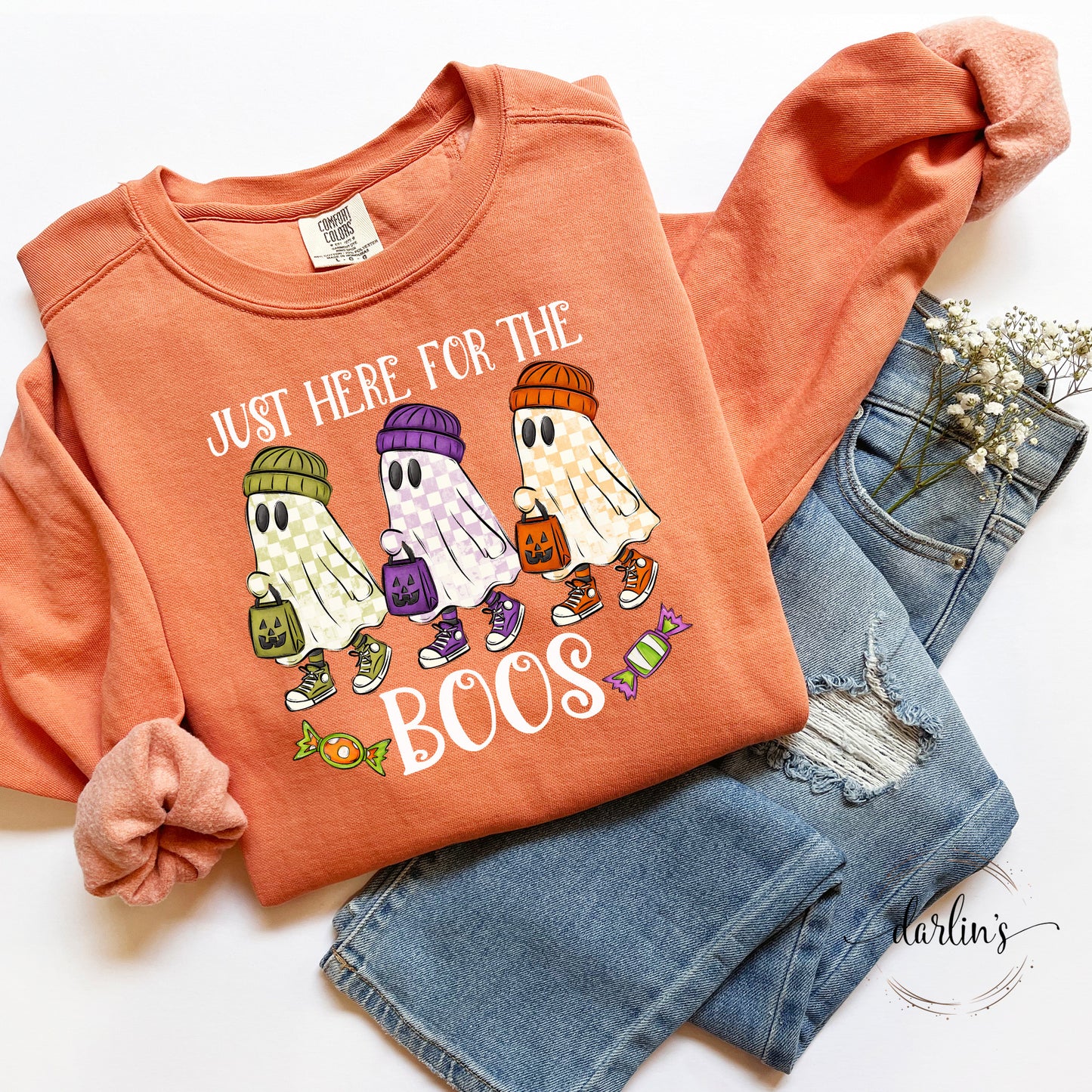 Just Here For The Boos White Print Shirt