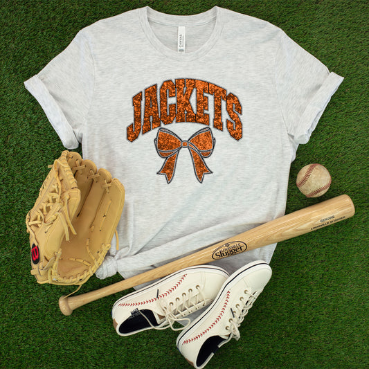 Jackets Collegiate Mascots Shirt - Faux Orange Glitter