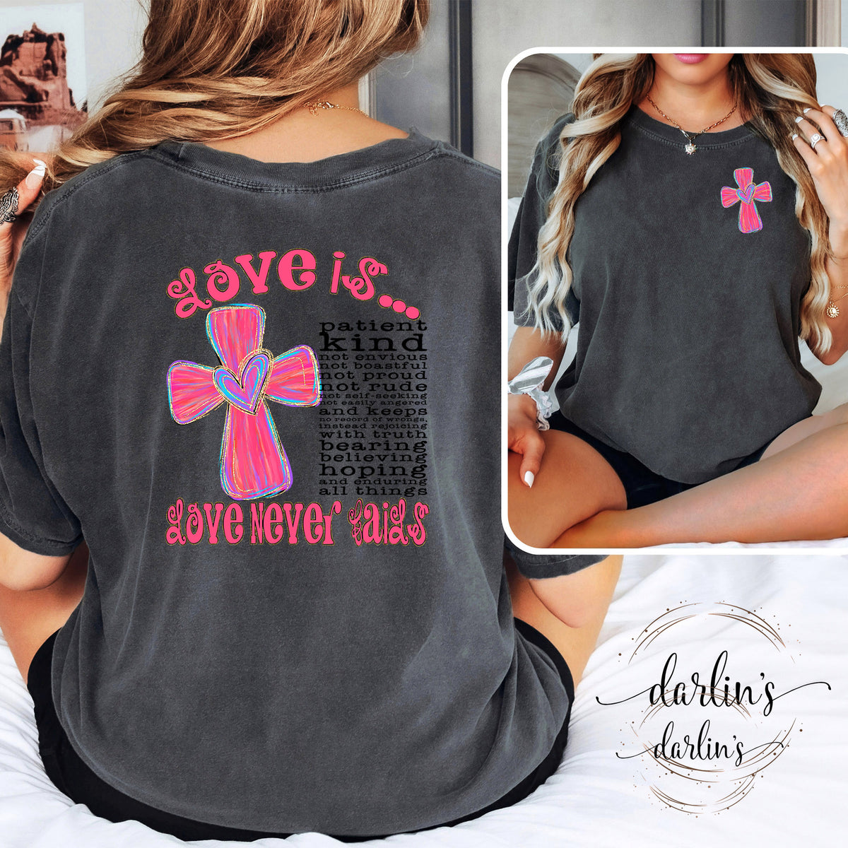 Love Is With Pocket Black Lettering Shirt