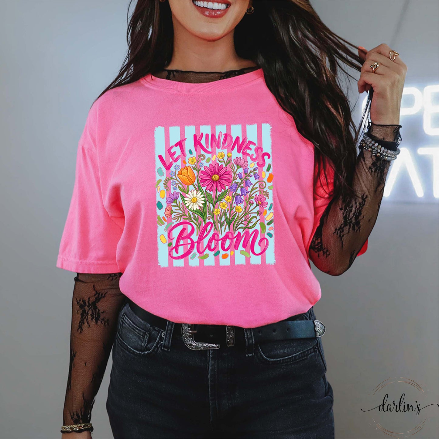 Let Kindness Bloom Blue Shirt