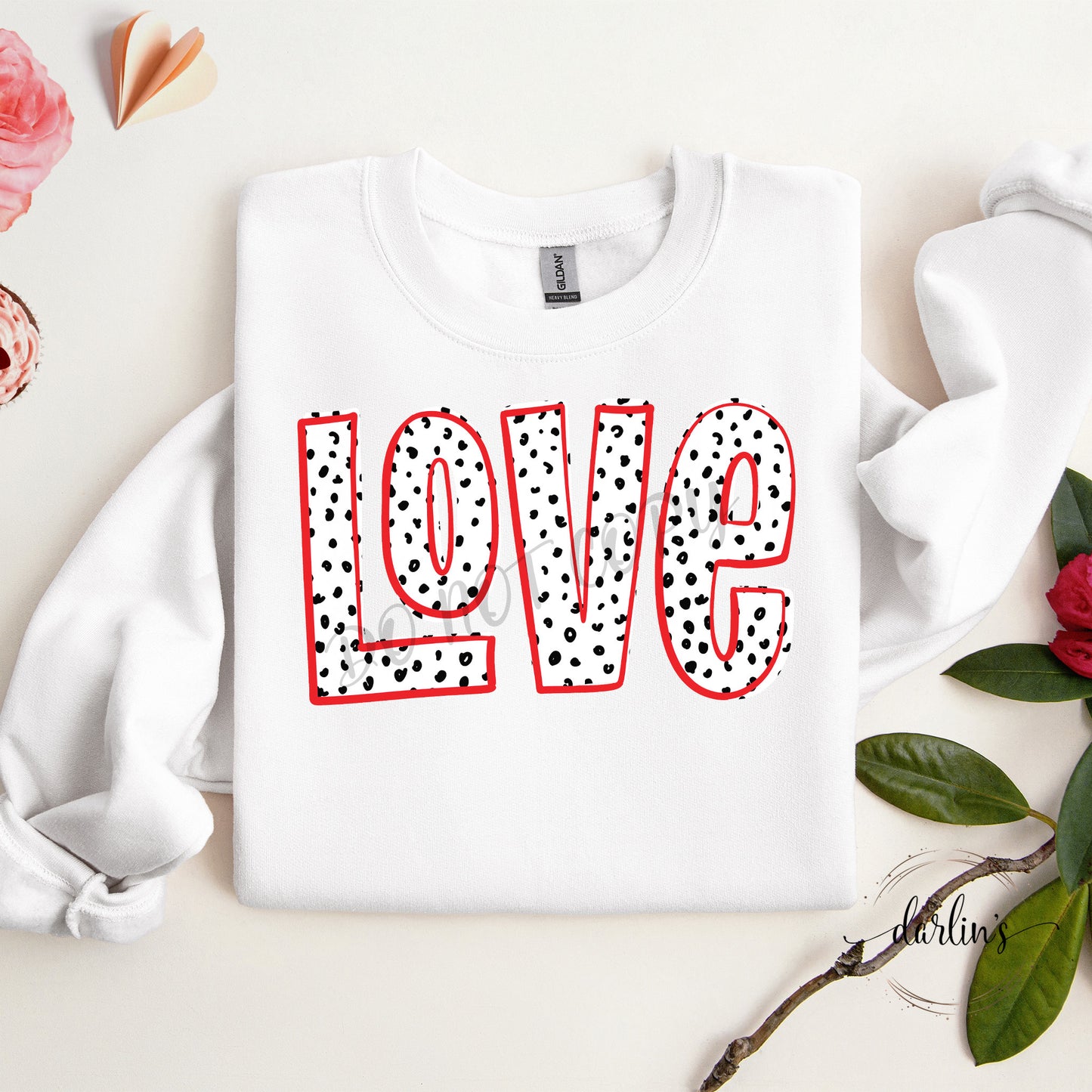 Love Doodle Black Mini Dots Red Outline Shirt