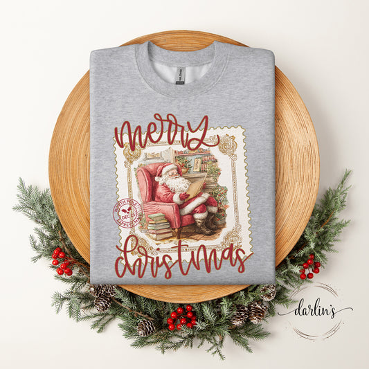 Merry Christmas Santa Postage Stamp Shirt