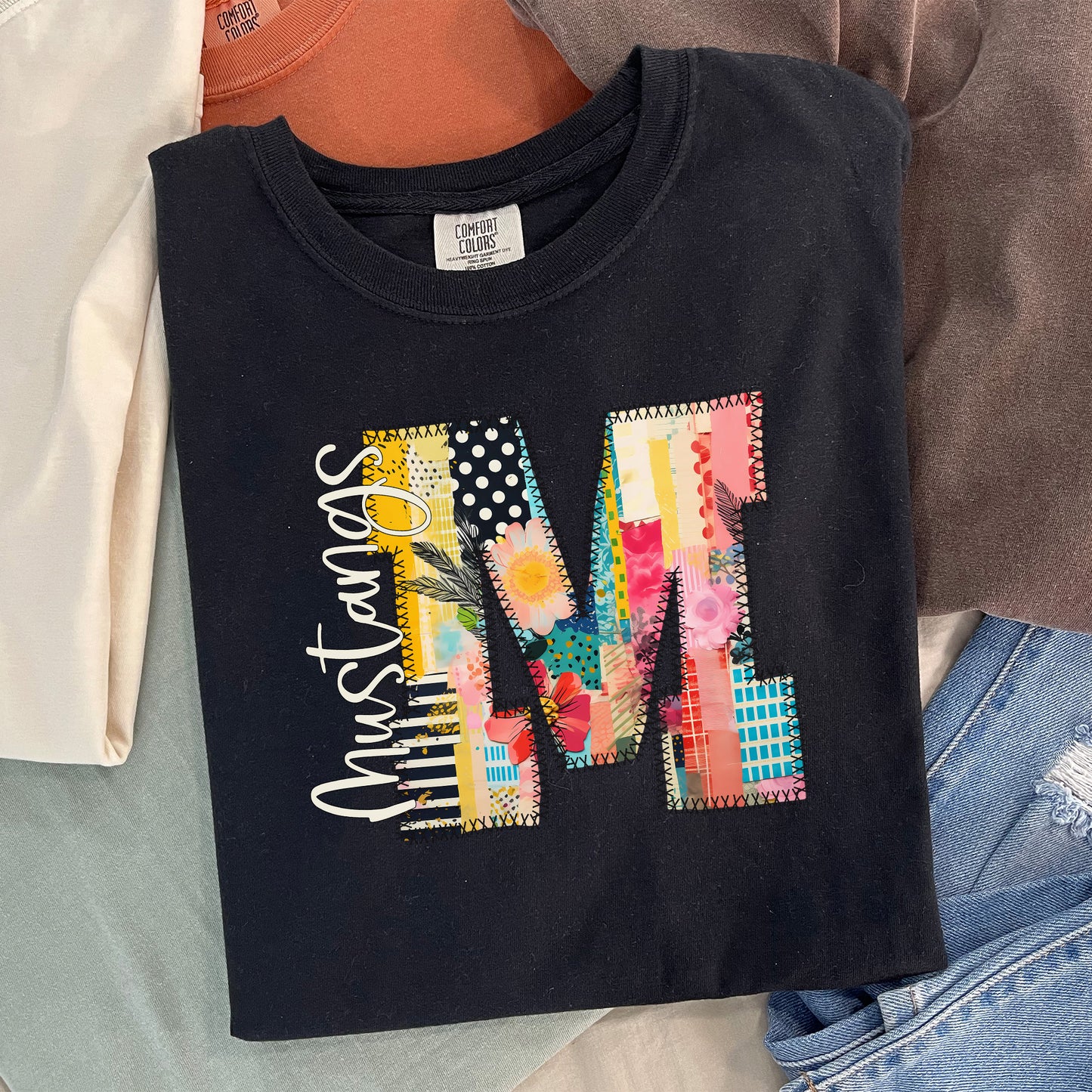 M Mustangs Applique Shirt