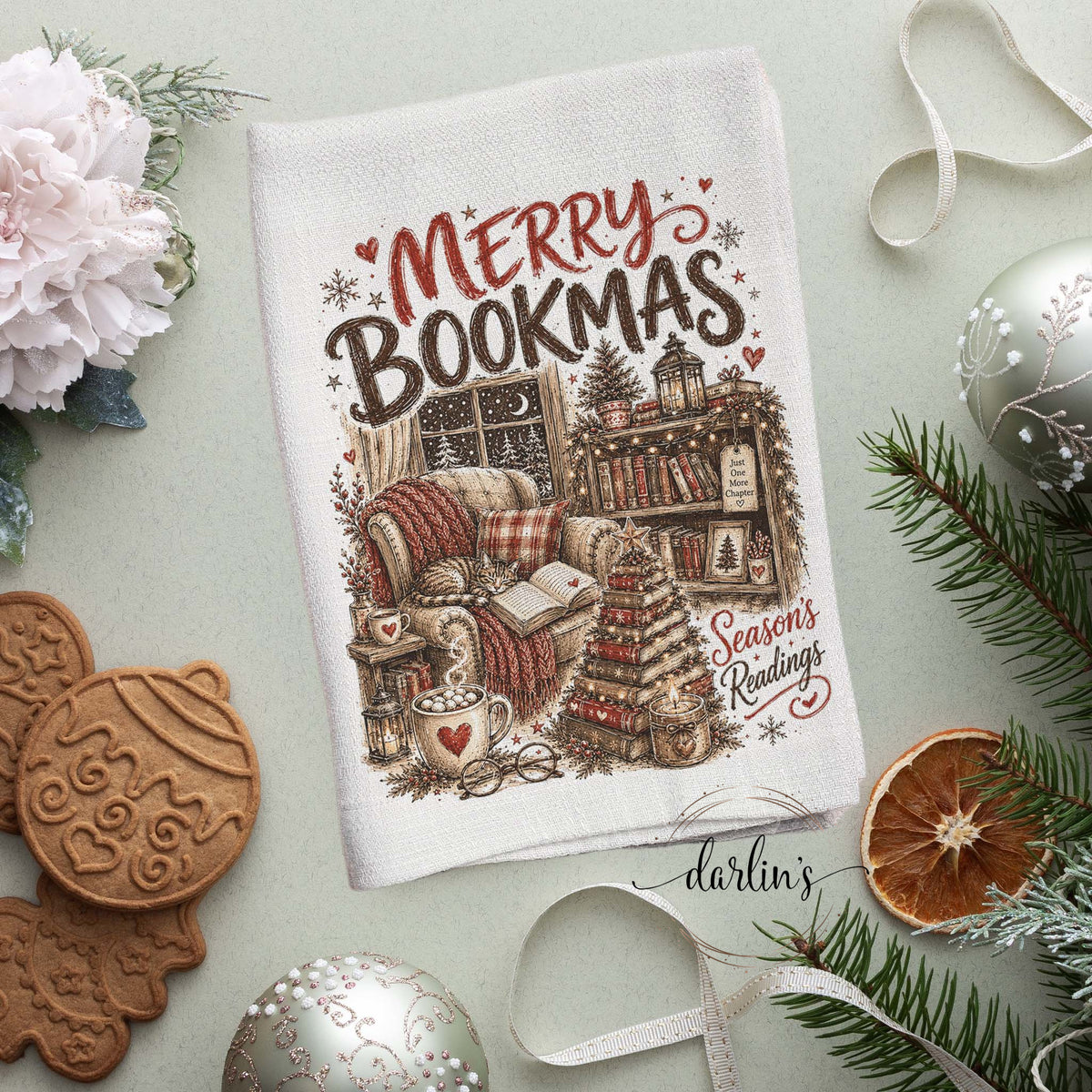 Merry Bookmas Kitchen Towel