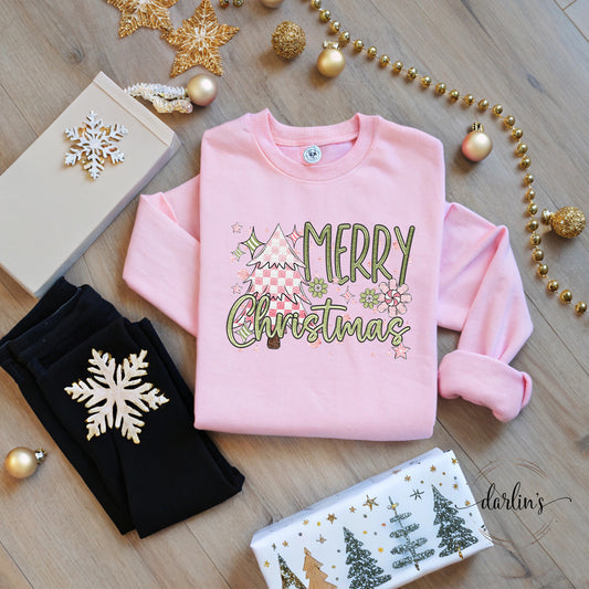 Merry Christmas Pink Tree Shirt