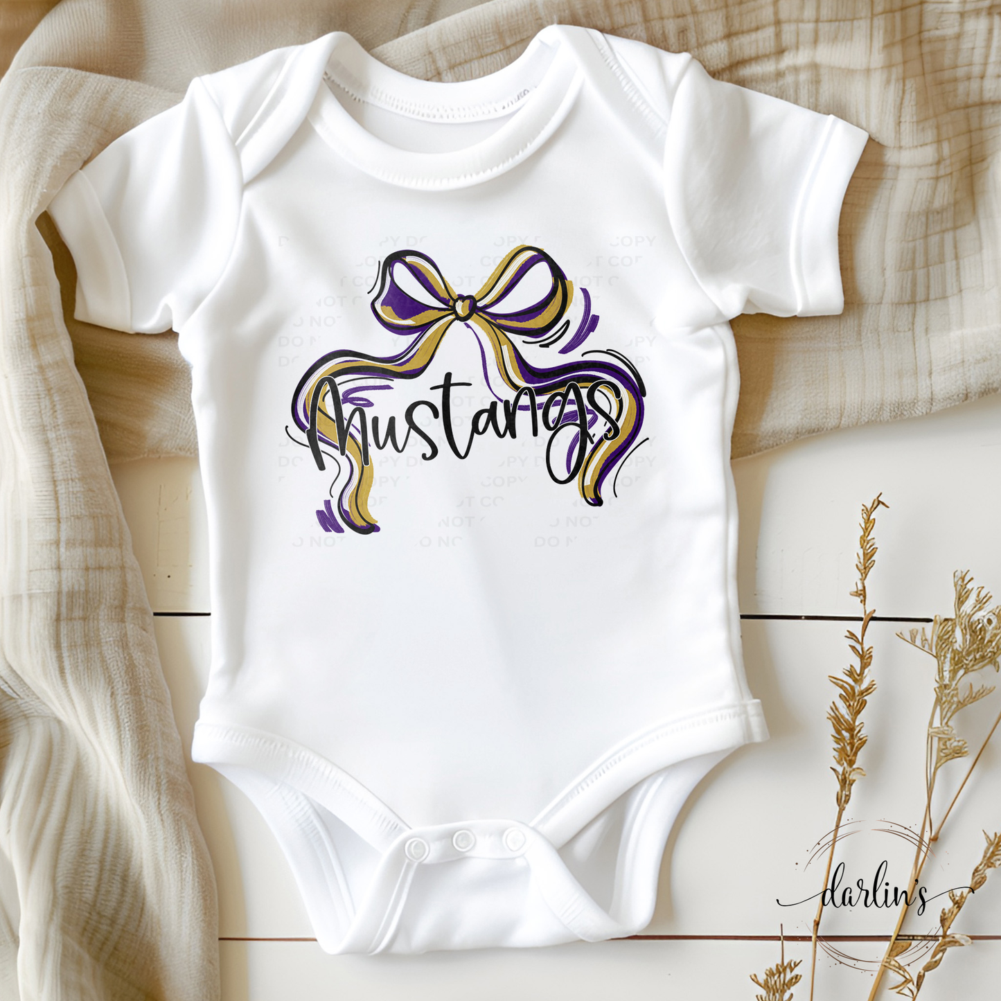 Ribbon Sports Bow - Mustangs - Purple And Gold
