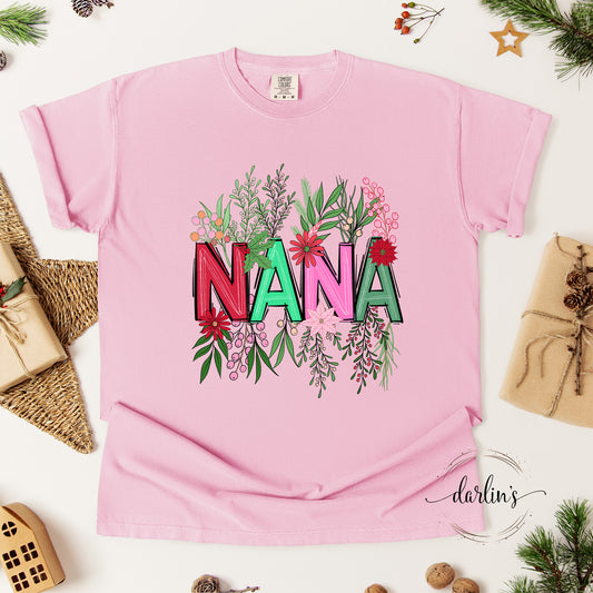 Nana Christmas Floral Shirt