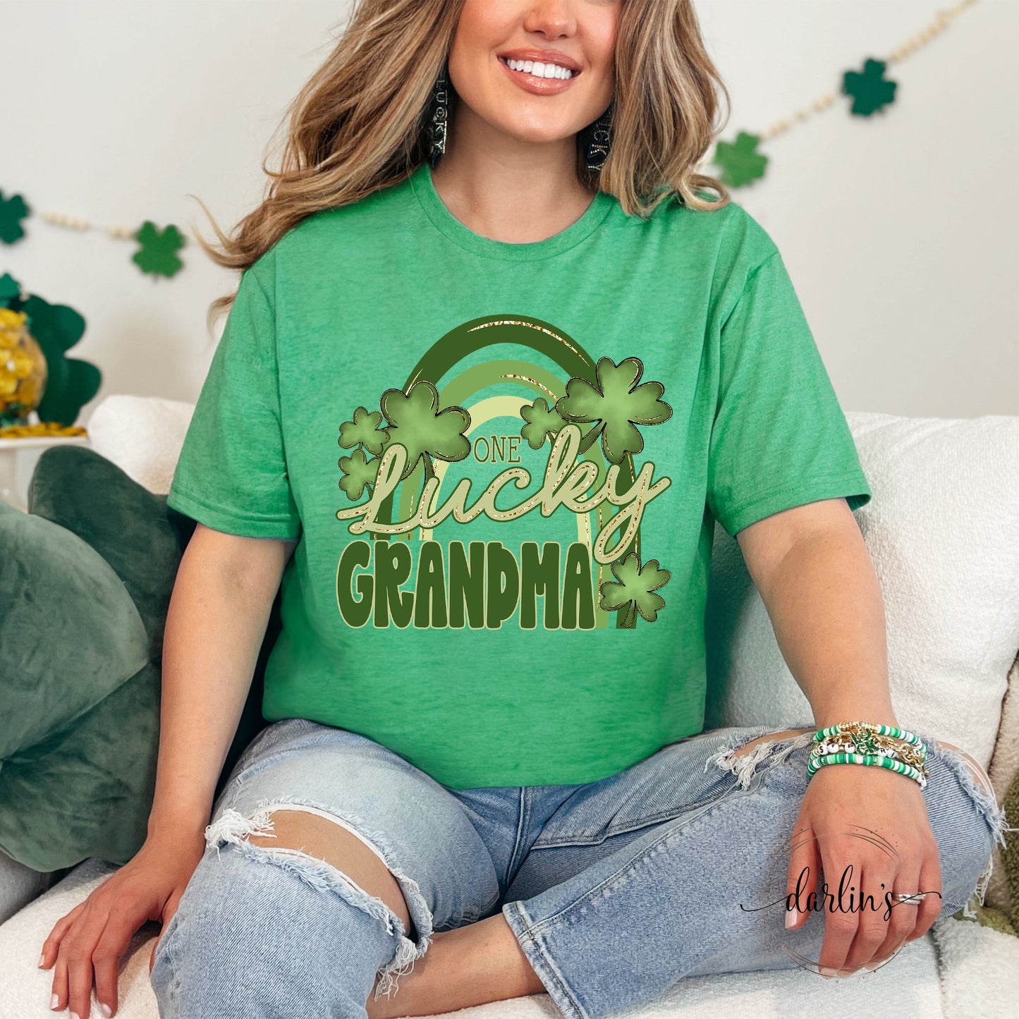 One Lucky Rainbow Family Names Customizable Shirt