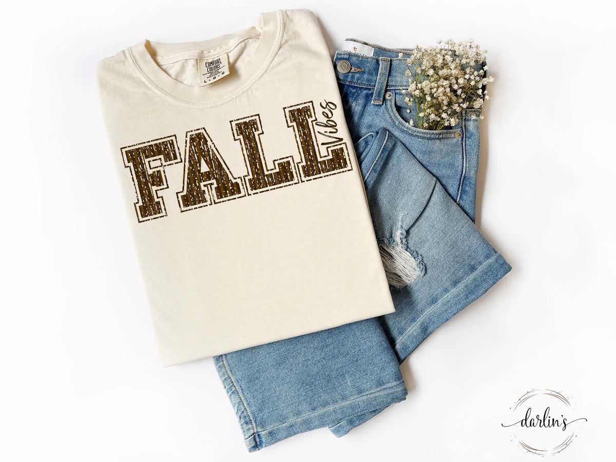PEP RALLY FALL VIBES BROWN SCRIPT Shirt