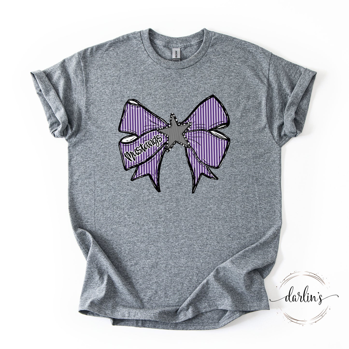 Prepster Seersucker Bow - Mustangs - Purple & Black