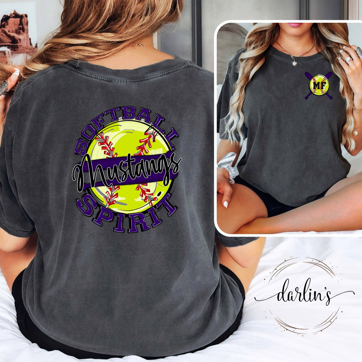 Softball Spirit MF Mustangs - Back With Pocket Shirt
