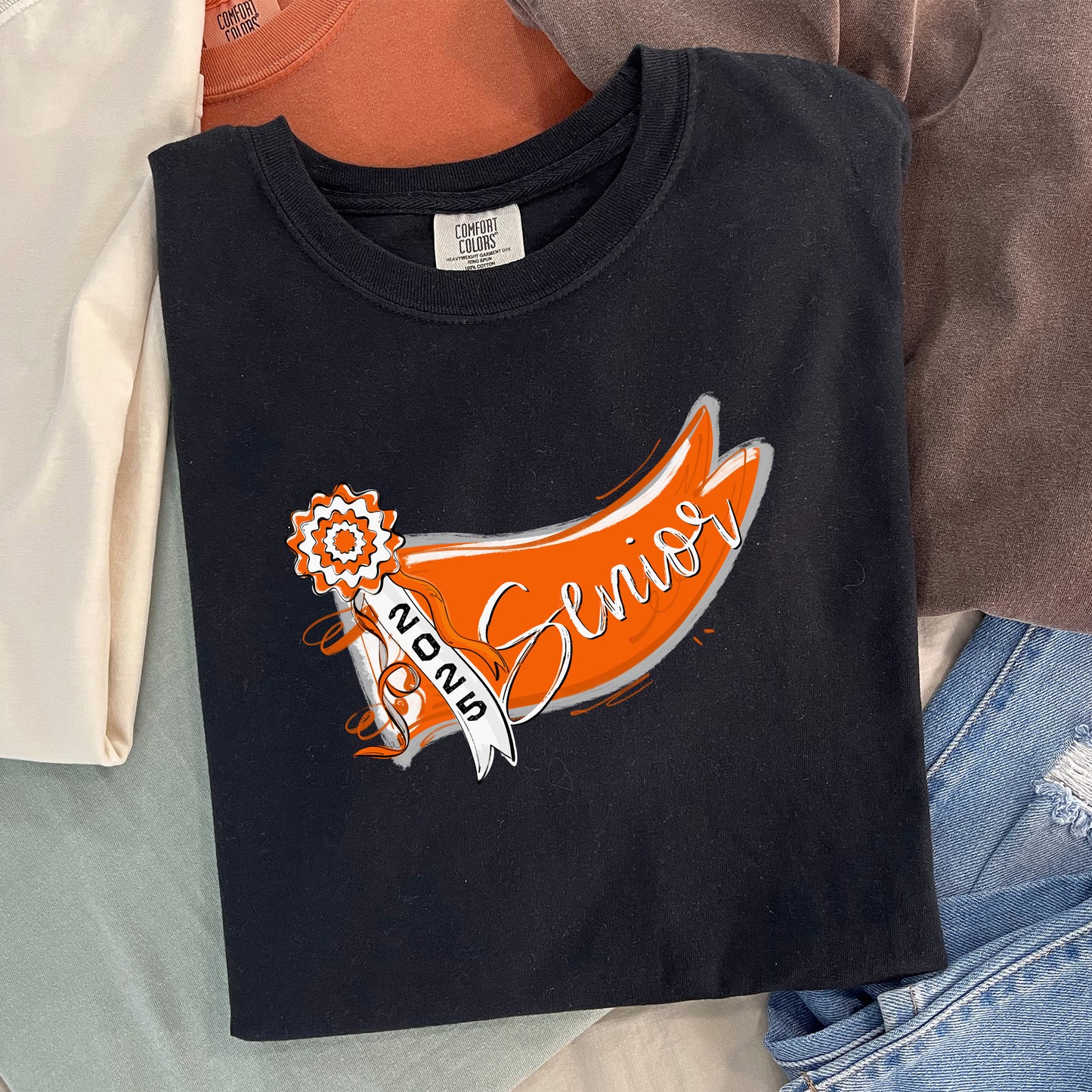 Senior 2025 - Mums The Word Ribbon Pennant - Orange