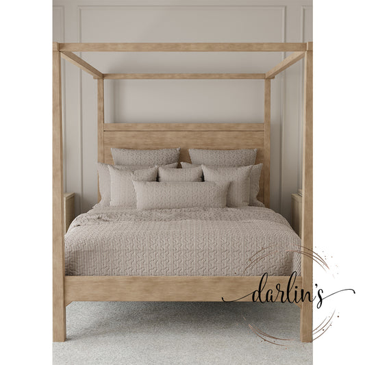 Queen Quilt - Purple Ticking Stripe