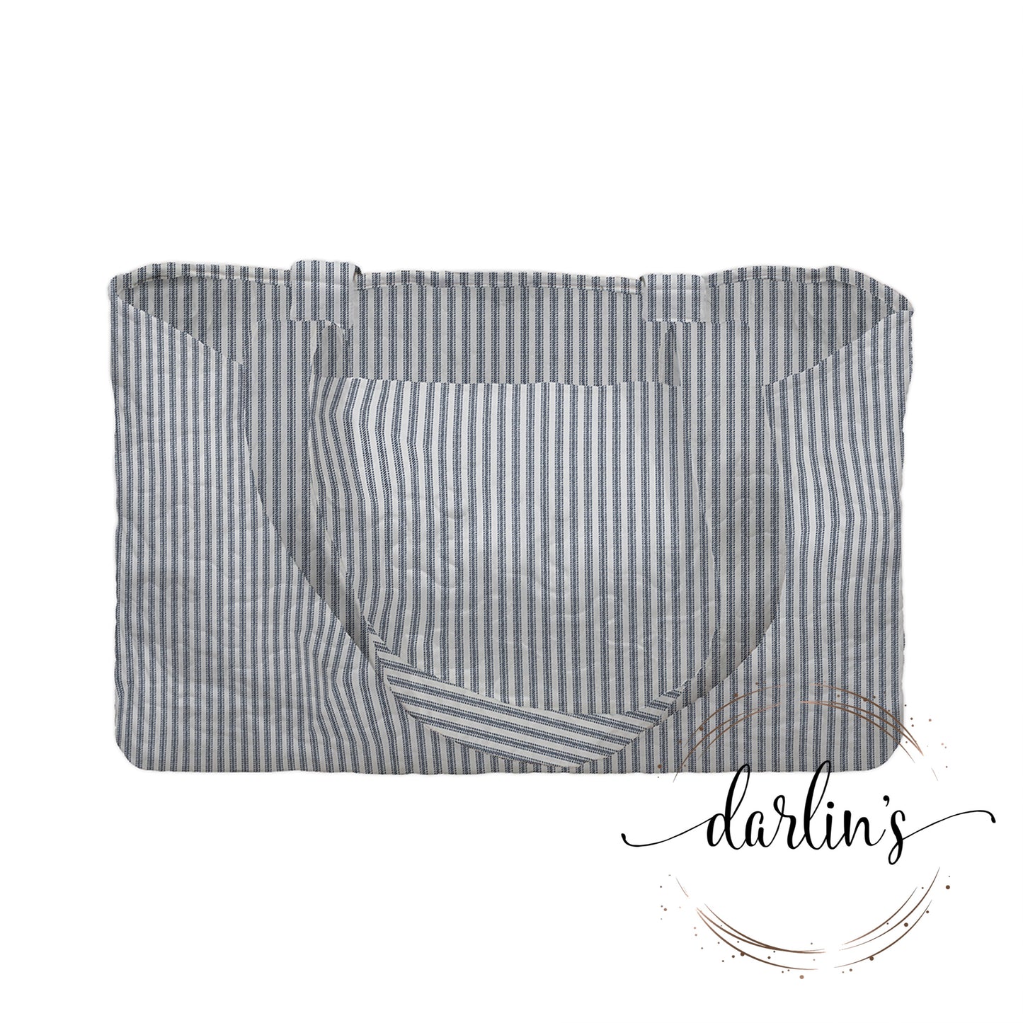 Tote Bag - Navy Ticking - Monogrammed