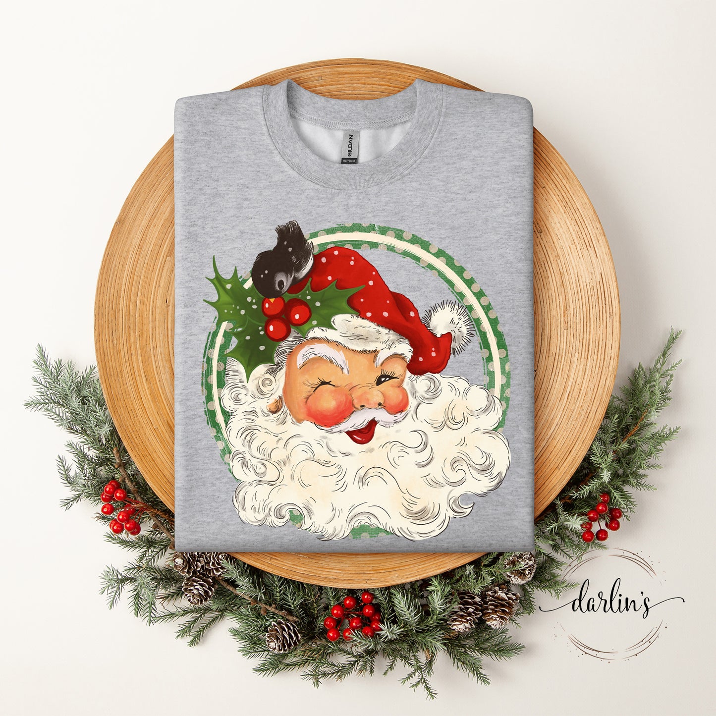 Vintage Santa With Holly Shirt
