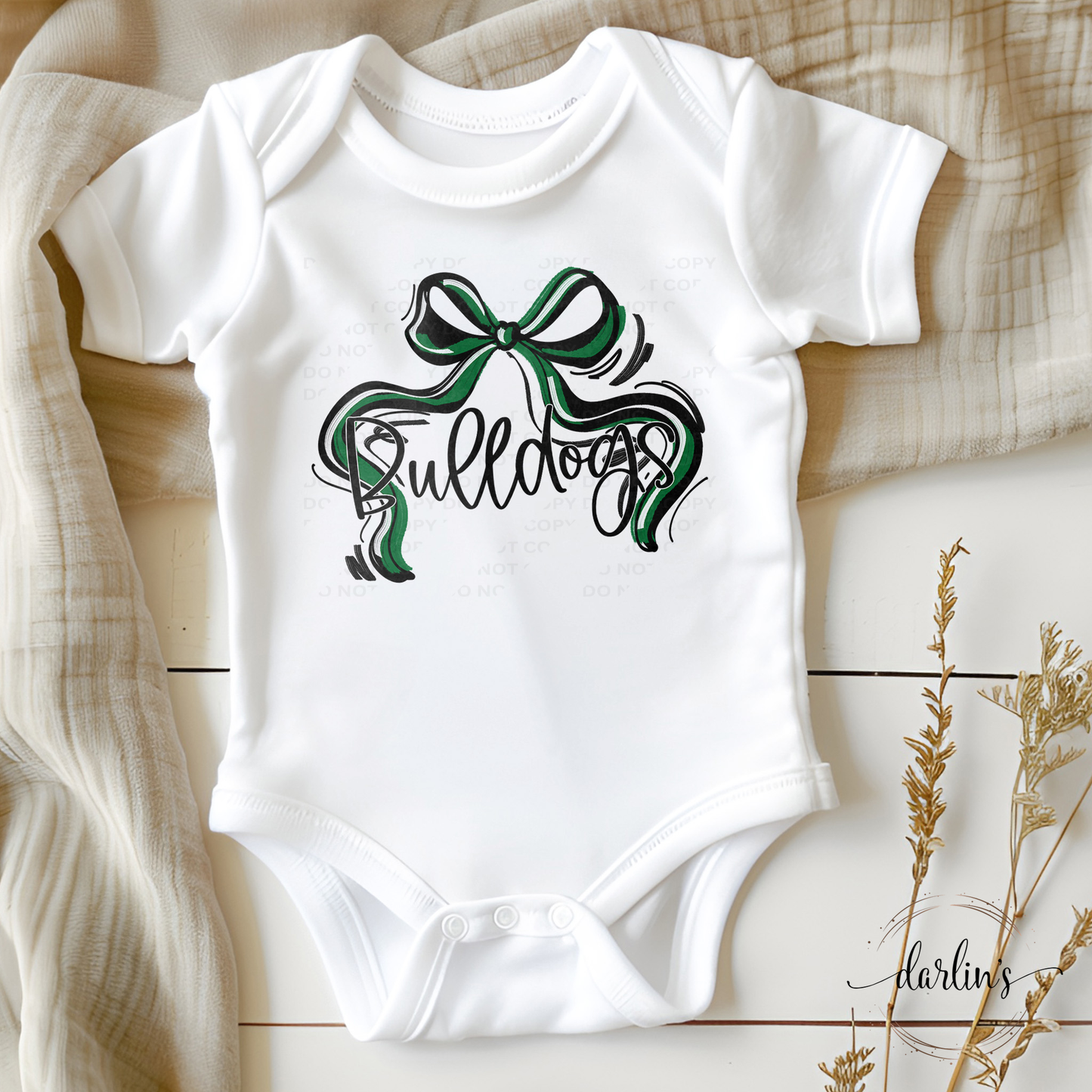 Ribbon Sports Bow - Bulldogs - Kelly Green