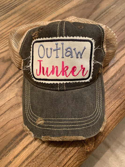 Outlaw Junker on Black Vintage Distressed Hat