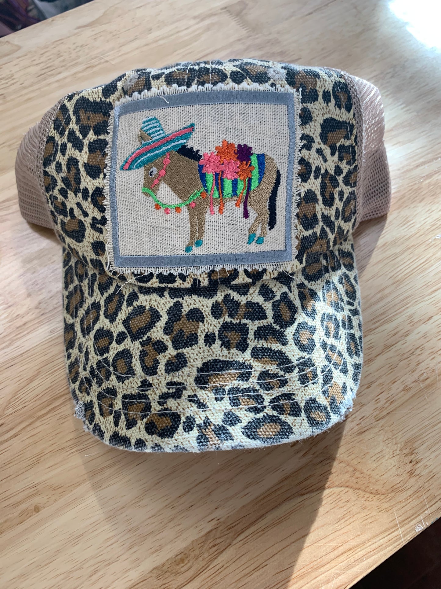 Donkey Patch on Animal Print Hat, Ladies Hat