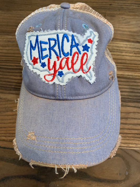Merica Y'all on Light Blue Hat
