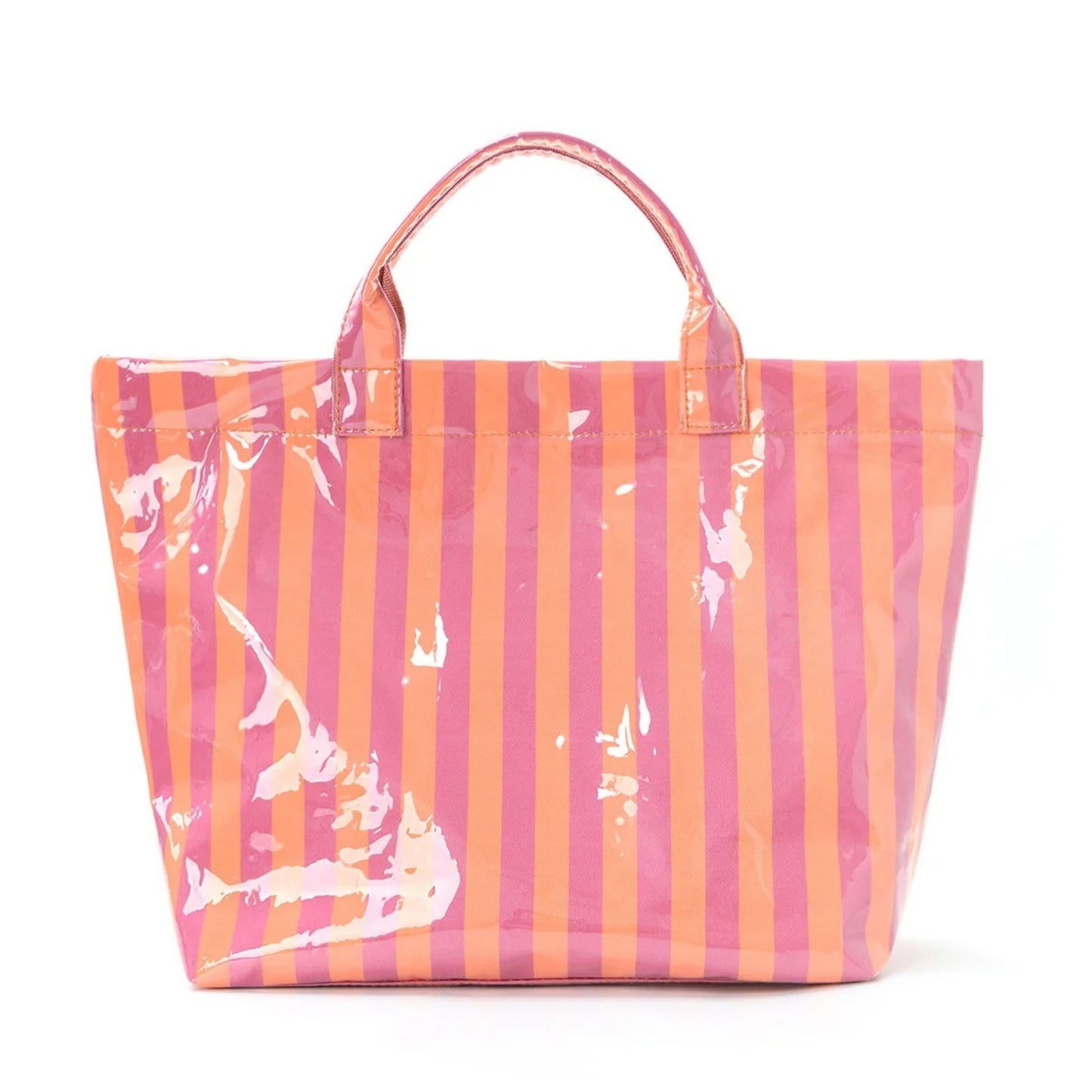 Striped PVC Tote Bag - Embroidery Monogram