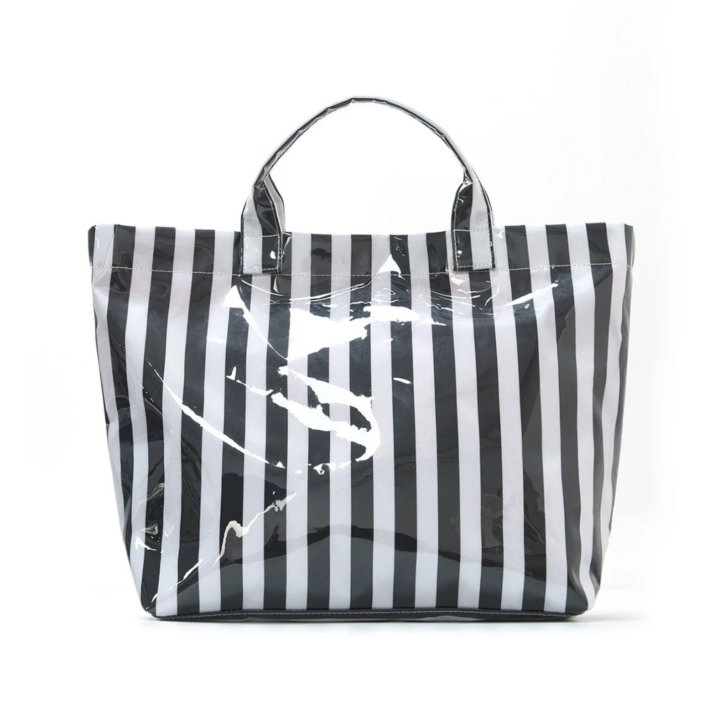 Striped PVC Tote Bag - Embroidery Monogram