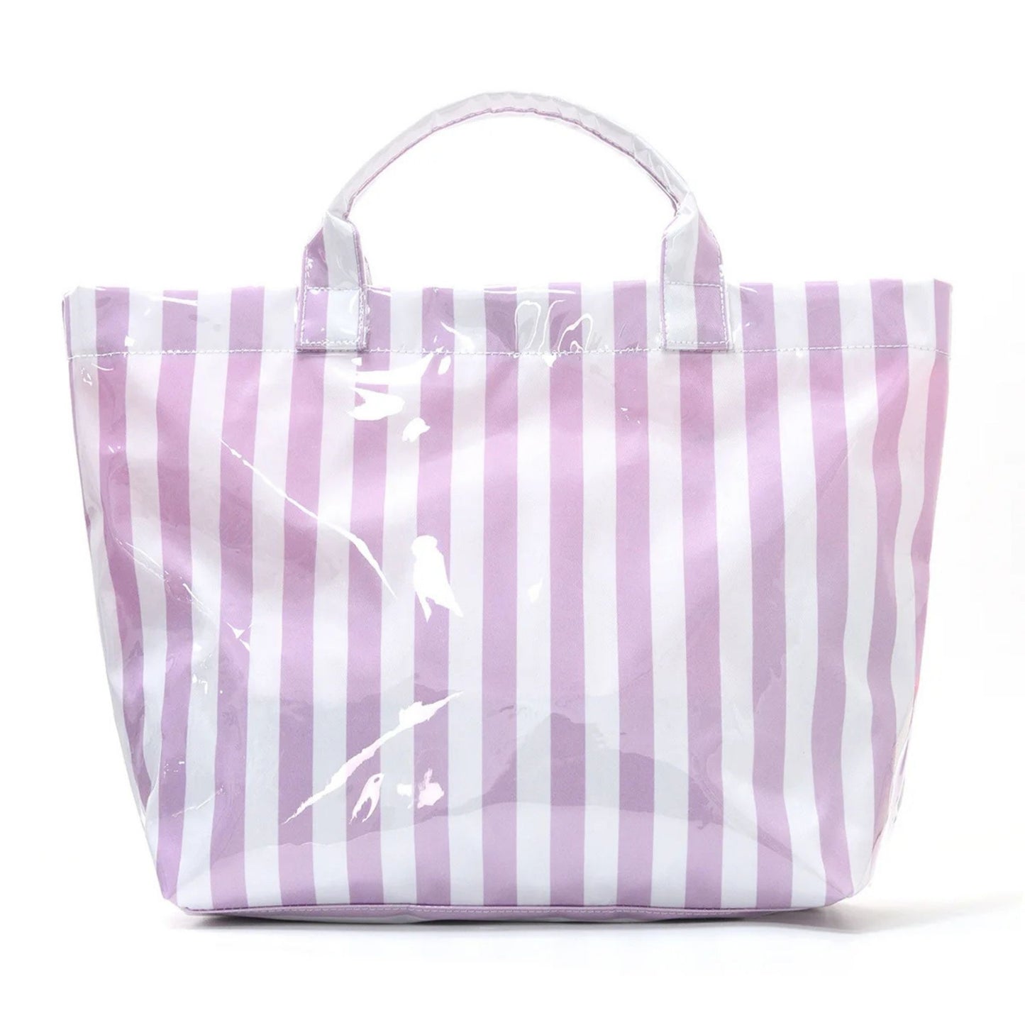Striped PVC Tote Bag - Embroidery Monogram