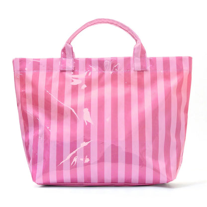 Striped PVC Tote Bag - Embroidery Monogram