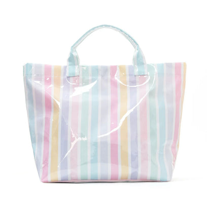 Striped PVC Tote Bag - Embroidery Monogram