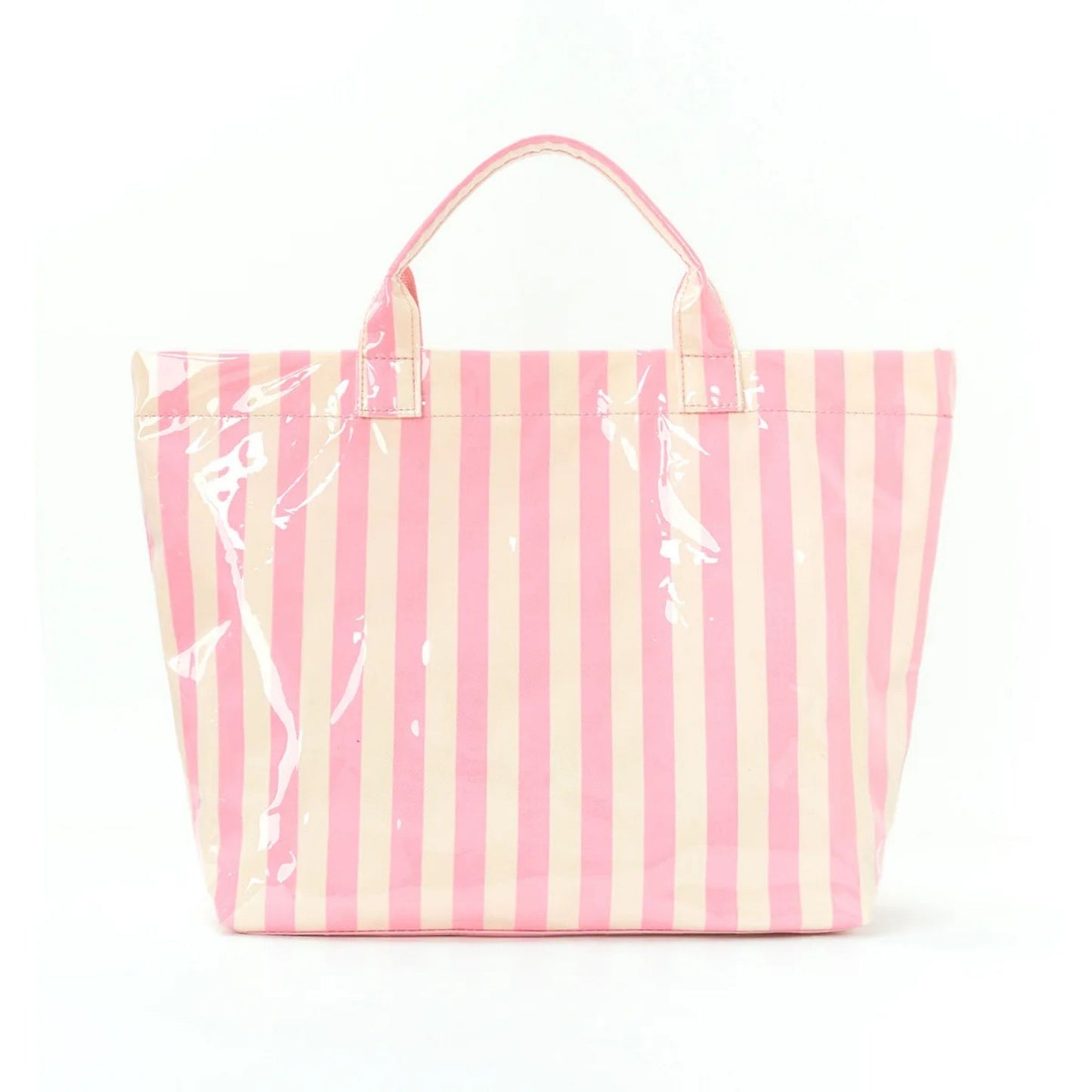 Striped PVC Tote Bag - Embroidery Monogram