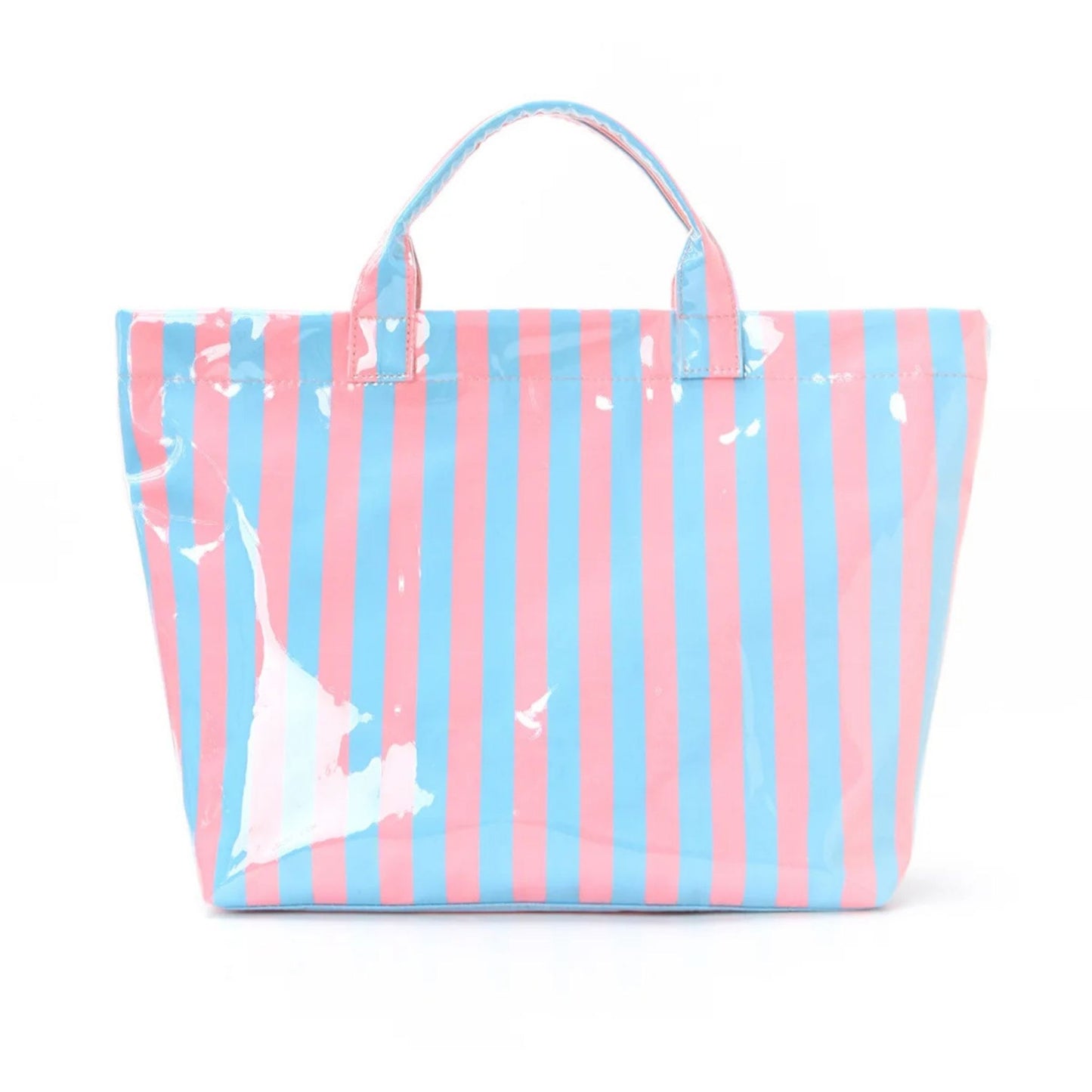 Striped PVC Tote Bag - Embroidery Monogram