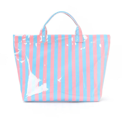 Striped PVC Tote Bag - Embroidery Monogram