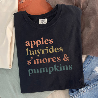 Apples Hayrides Smores And Pumpkins Shirt