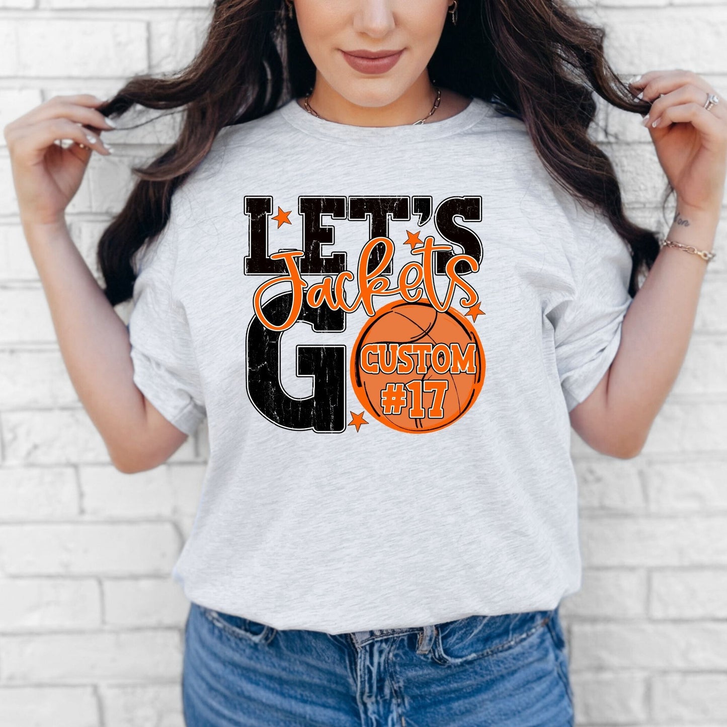 Jackets Spirit Stacked Lets Go Basketball Customizable Shirt